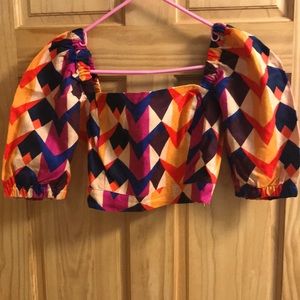 SOLD- NWT Farm Rio Crop Top Linen Geometric Sm S